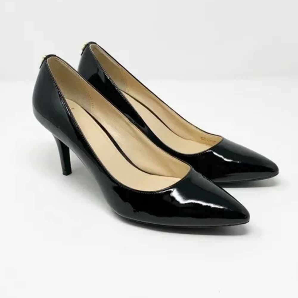 Cole Haan Women's Black Leather Patent Pointed  Heels